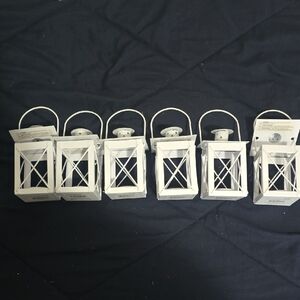 Charming White Metal Lantern Set